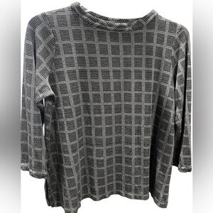 J.Jill Wherever Collection Black Gray Geometric Pattern 3/4 Sleeve Petite Tunic